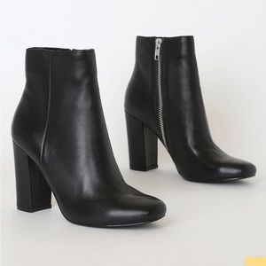 Pixie Black Leather Mid-Calf Booties